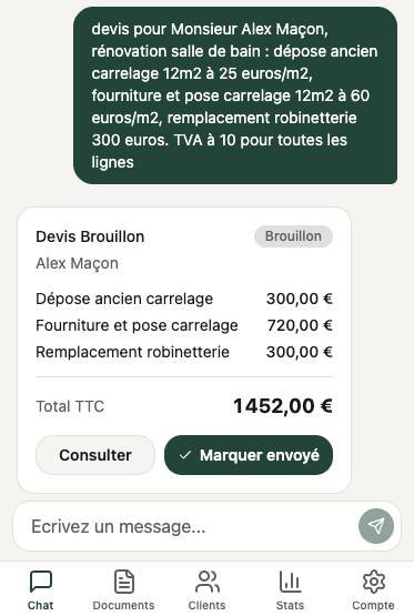 Tuldio : un message suffit pour créer un devis professionnel